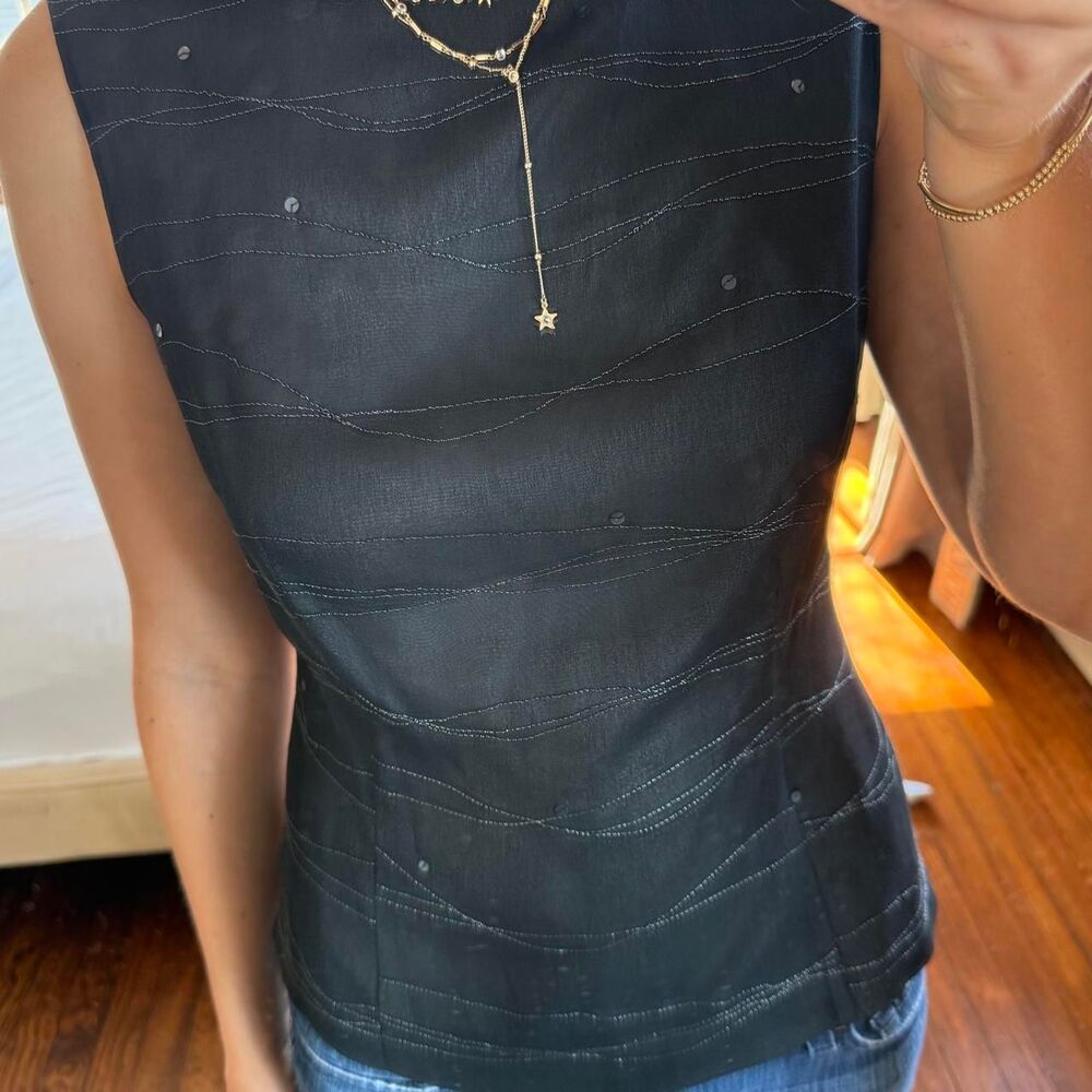 Bloomingdale-s Women's Black and Navy Blouse